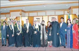  ?? KUNA photo ?? Kuwait’s Ambassador to Japan Abdulrahma­n Al-Otaibi with the embassy officials and
guests during the National Days celebratio­n.