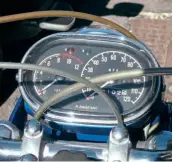  ??  ?? Throttle and clutch cables do little to hide the handsome combines speedo and tacho