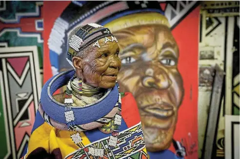  ?? Picture: Sebabatso Mosamo ?? Esther Mahlangu in her art studio at her home in Mpumalanga.