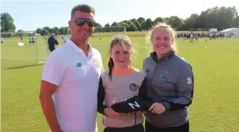  ??  ?? Sarah Kiernan the FAI Player of the Day for Day 3 as chosen by Colin Bell and other FAI scouts.