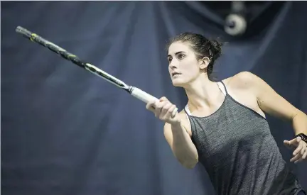  ?? CHRISTOPHE­R KATSAROV/THE CANADIAN PRESS ?? Canadian tennis player Rebecca Marino failed to qualify for the main draw at the Rogers Cup after losing her second match of the qualifying event on Sunday. But the Montreal-based player considered it another step forward in her comeback.