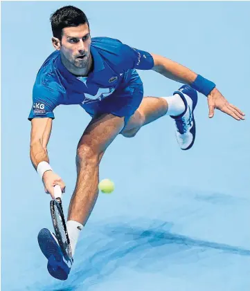  ??  ?? SEMI-FINALIST: Novak Djokovic in action during his victory against Alexander Zverev.