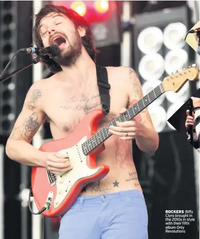  ??  ?? ROCKERS Biffy Clyro brought in the 2010s in style with their fifth album Only Revolution­s