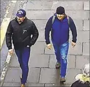  ?? Metropolit­an Police ?? AT FIRST, Russia said it had no idea who the men were in British security-camera photos and video.