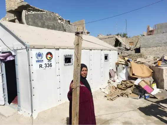  ??  ?? Charities often support refugees by providing temporary accommodat­ion like this shelter in Iraq, but they can rarely offer opportunit­ies to work