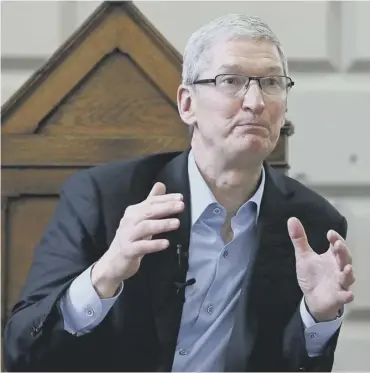  ?? PICTURE: NIALL CARSON/PA ?? 0 Tim Cook said Apple has always been about doing the right thing