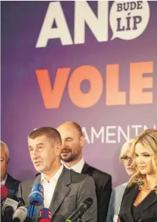  ?? FOTO: IMAGO ?? Andrej Babis und seine Frau Monika Babisova nach den Wahlen in Tschechien.