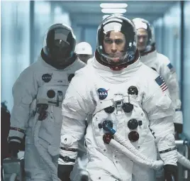  ?? PHOTO BY UNIVERSAL PICTURES VIA AP ?? FIGHT OVER THE MOON: ‘First Man,’ starring Ryan Gosling as Neil Armstrong, is under fire because of the lack of emphasis on the American flag’s planting on the moon.