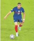  ?? IMAGES/ACTION PICTURES
FOTO: IMAGO ?? Noch ohne eigenen Torerfolg bei der EM 2020: Kylian Mbappé.