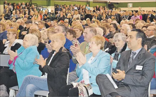  ?? CAPE BRETON POST ?? It was standing-room-only at Memorial Composite High gymnasium in Sydney Mines on Sunday as hundreds of people came out to a rally where local doctors called for action to address the state of local health care.