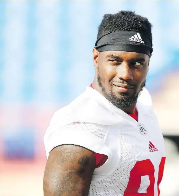  ?? DARREN MAKOWICHUK/POSTMEDIA ?? Though limited to one catch in Saturday’s win over the Saskatchew­an Roughrider­s, receiver DaVaris Daniels is happy his team picked up the victory and expects to see the ball more often as the Calgary Stampeders’ offence adjusts to different defences.