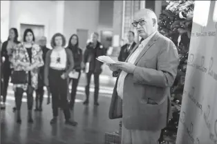  ?? Herald photo by Tijana Martin @TMartin Herald ?? George Kuhl, Planning Initiative­s Manager with the City of Lethbridge, announces the 24 downtown events that have secured Heart of Our City Activity Grants for 2018 at Casa on Thursday.