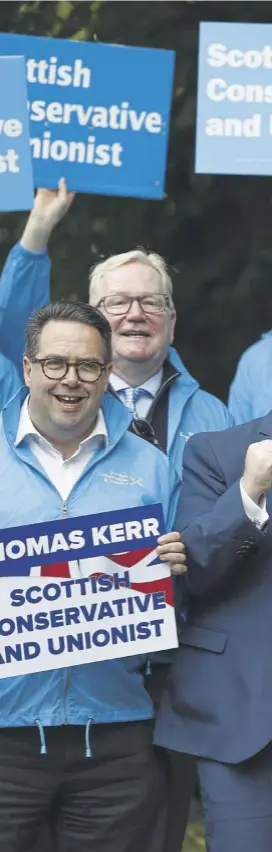  ?? ?? Scottish Conservati­ve candidate Thomas Kerr’ vote was squeezed in the Rutherglen by-election by pro-union tactical voting, but the party stands to benefit from the same trend in other seats