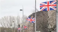  ??  ?? Unauthoris­ed Flags were placed on lamp posts around the Burnbank area at the weekend