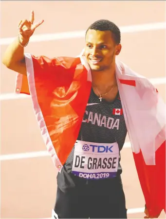  ?? AHMED JADALLAH/REUTERS FILES ?? Sprinter Andre De Grasse says he respects Team Canada’s decision.