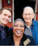  ?? [PHOTO PROVIDED BY WANDA BATTLE] ?? Wanda Battle, tour director of Dexter Avenue King Memorial Baptist Church, takes a selfie with Eriech Tapia and Leroy Coffman, 83, of Edmond.