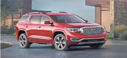  ?? GM ?? The federal government said the resized 2017 GMC Acadia with all-wheel drive earned an overall five out of five stars in crash tests.