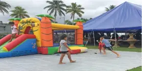 ?? Photo: Frederica Elbourne. ?? The bouncy castle at Suva Bowling Club is part of the Sunday market day. It allows parents to sell their goods while the children frolick in a safe space.