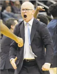  ?? Bill Kostroun / Associated Press ?? UConn head coach Dan Hurley reacts during the first half against Florida State on Saturday.