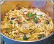  ?? LUCY HERRMAN ?? Lucy Herrman’s Pasta Estiva di Verdure recipe uses fresh tomatoes, spinach, zucchini and baby turnips. The flavors of mellow sautéed vegetables are balanced with the brininess of Kalamata olives.