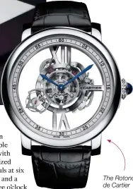  ??  ?? The Rotonde de Cartier Astrotourb­illon Skeleton has a revolution­ary lubricatio­n-free escapement