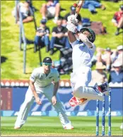  ??  ?? South Africa's Temba Bavuma plays a shot during the second Test against New Zealand at the Basin Reserve, Wellington on Friday.