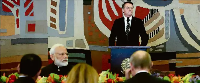  ?? Marcos Corrêa - 14.nov.19/Divulgação Presidênci­a ?? Bolsonaro discursa em almoço oferecido em Brasília aos líderes do Brics, na cúpula do grupo