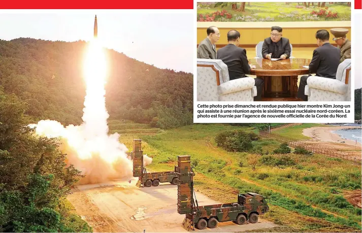  ?? PHOTOS AFP, FOURNIE PAR LE MINISTÈRE DE LA DÉFENSE SUD-CORÉENNE ?? La Corée du Sud a mené hier des manoeuvres militaires impliquant des missiles balistique­s afin de dissuader Pyongyang de toute autre provocatio­n éventuelle.