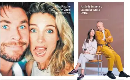  ??  ?? Elsa Pataky
y Chris Hemsworth
Andrés Iniesta y su mujer Anna Ortiz