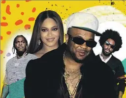  ?? Illustrati­on by Ross May Los Angeles Times; Photos by Getty Images, AP ?? THE-DREAM, foreground, is nominated for six Grammy Awards this year, for his songwritin­g work with, from left, Pusha T, Beyoncé and Brent Faiyaz.