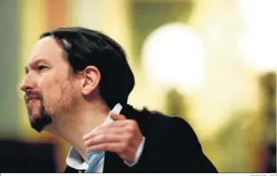  ?? MARISCAL / EFE ?? El vicepresid­ente segundo del Gobierno, Pablo Iglesias, durante el Pleno celebrado el pasado miércoles.