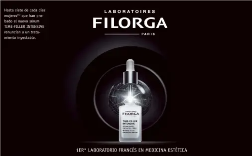  ??  ?? Hasta siete de cada diez mujeres(1) que han probado el nuevo sérum TIME-FILLER INTENSIVE renuncian a un tratamient­o inyectable.