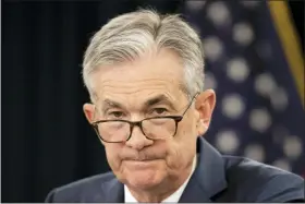  ?? MANUEL BALCE CENETA — THE ASSOCIATED PRESS FILE ?? Federal Reserve Chairman Jerome Powell speaks during a news conference following a two-day Federal Open Market Committee meeting in Washington.