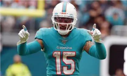  ?? Photograph: Wilfredo Lee/AP ?? Miami Dolphins wide receiver Albert Wilson (15), who has opted out of the 2020 season due to the coronaviru­s threat, gestures during a 2019 game against the Cincinnati Bengals.