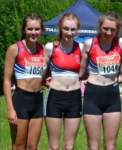  ??  ?? Orlagh Conway, Kate Smyth, Niamh Belton, Kate O’Connor and Caitlin Mulholland, Dundalk St Gerards AC at the Leinster championsh­ips in Tullamore.