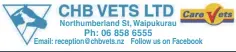  ??  ?? Northumber­land St, Waipukurau­Email: reception@chbvets.nz Follow us on Facebook