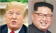  ??  ?? Combo picture shows Trump and Kim Jong Un (right). — AFP photo