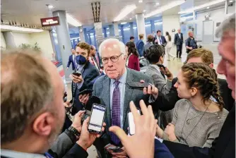  ?? Kevin Dietsch/getty Images ?? U.S. Sen. John Cornyn said he is still reading the border bill and has not made a decision on how he will vote. The package is expected to get an initial Senate vote Wednesday.