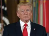  ?? PABLO MARTINEZ MONSIVAIS — THE ASSOCIATED PRESS ?? President Donald Trump pauses during a ceremony in the East Room of the White House in Washington.