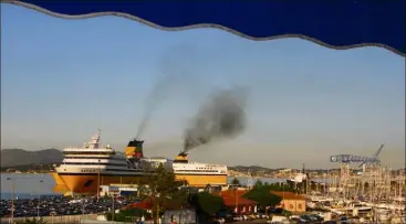  ?? (Photo M. S.) ?? Les émissions des ferries (ici dans le port de Toulon), navires de croisières ou cargos sont à l’origine de maladies pulmonaire­s et cardiovasc­ulaires.