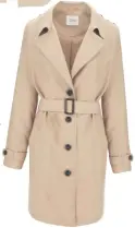  ??  ?? Stone shower resistant
single breasted belted mac, £45, JD Williams