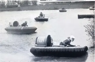  ??  ?? A fair was being held at Rufford Old Hall on May 2, 1983, above and top; hovercraft racing at Leisure Lakes in Mere Brow on May 1, 1983, left