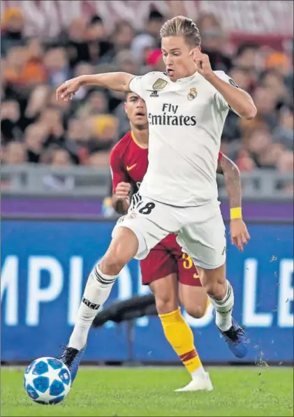  ?? / DAVID. S. BUSTAMENTE (GETTY) ?? Marcos Llorente, en el Roma-Real Madrid de Champions, el 27 de noviembre.