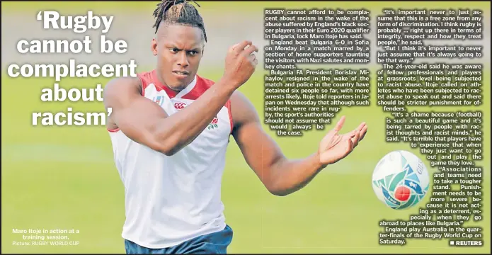  ?? Picture: RUGBY WORLD CUP ?? Maro Itoje in action at a training session.