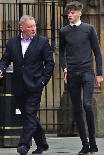  ??  ?? ‘Sobbed in dock’: Argyll McCoist leaves court hearing last year with his father Ally