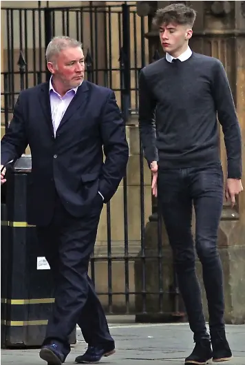  ??  ?? ‘Sobbed in dock’: Argyll McCoist leaves court hearing last year with his father Ally