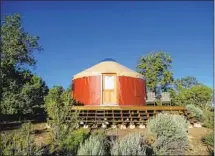  ??  ?? THE THREE yurts at Gooseberry Mesa, the only lodging other than camping, offer decks for leisure and easy access to trails.