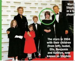  ?? ?? The stars in 2004 with their children (from left), Isabel, Ella, Benjamin and Kathlyn, now known as Stephen