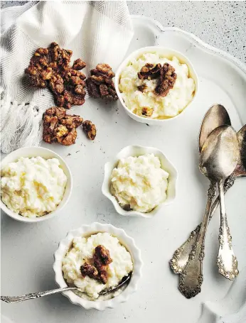  ??  ?? Rice Pudding with Candied Walnuts