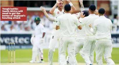  ??  ?? Tough battle: South Africa will need to get the better of England’s bowling attack